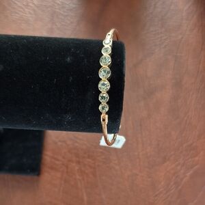 Fossil Rose Gold Tone Bracelet With Grey Stones, New With Tags